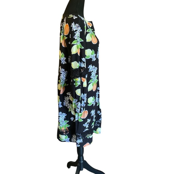 Citrus Squeeze Black Fruit Print Dress Size M NWT Belk $76 - Picture 6 of 10